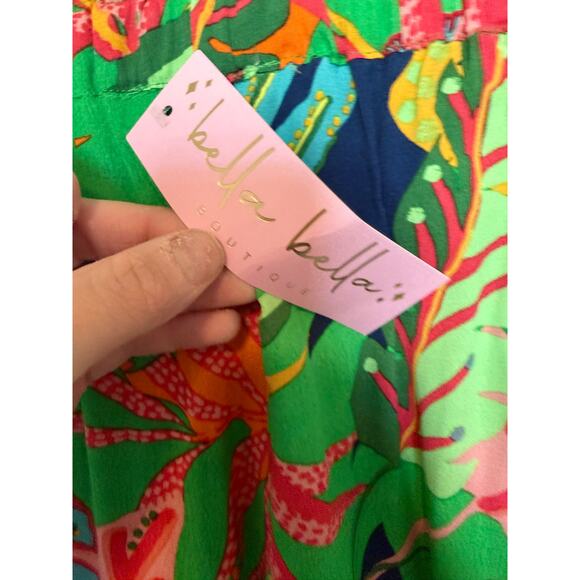 Oliviaceous Women's Medium Multicolor Tropical Print Elastic Waist Pocket Pants - Picture 9 of 10